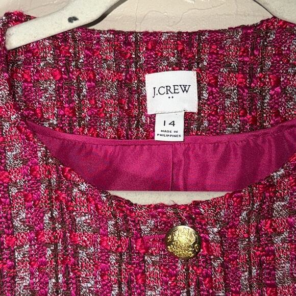 J. Crew Tweed lady jacket pink gold button front size 14. - Picture 4 of 9